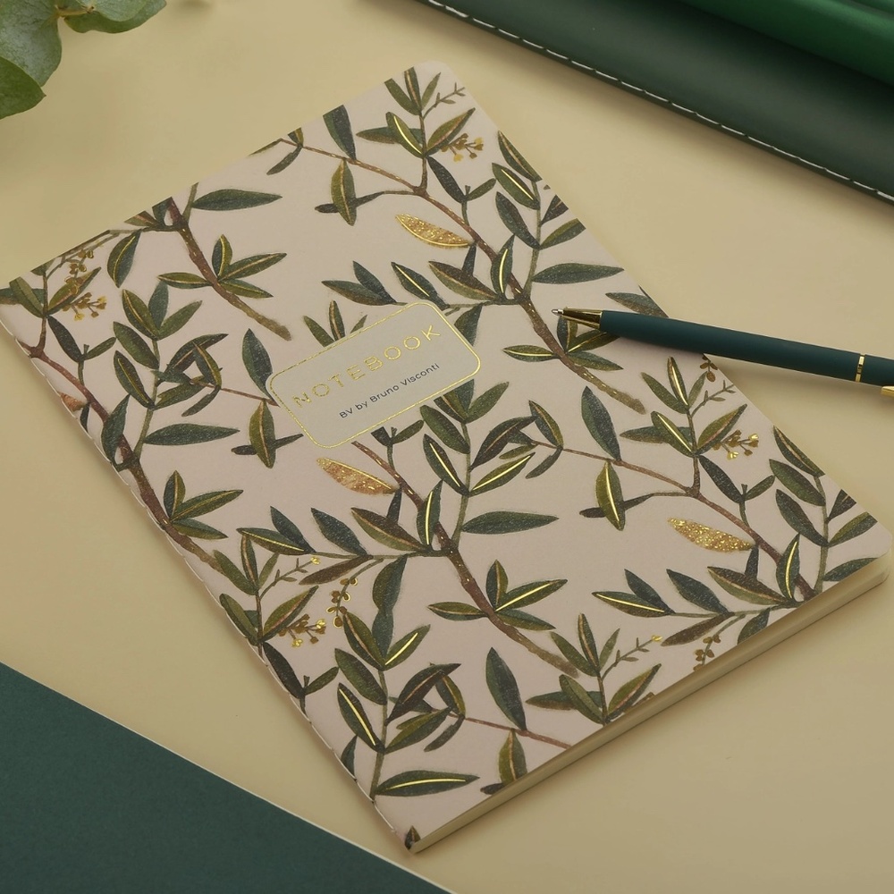 3 for $15 Soft Touch Journal Olive Botanical Notebook – BV Bruno Visconti